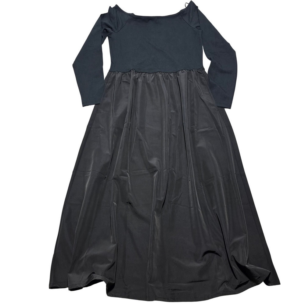 J.Crew Women Medium Black Knit Mixy Dress Off-the-Shoulder Long Sleeve Pockets - Picture 2 of 8